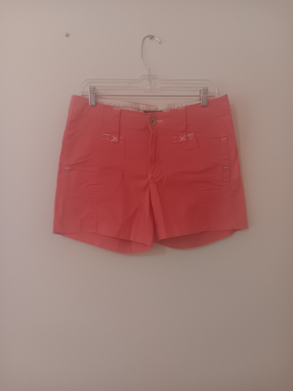 Lee One True Fit Coral Pink Utility Low Rise Cotton Shorts Size 10M - Picture 2 of 4